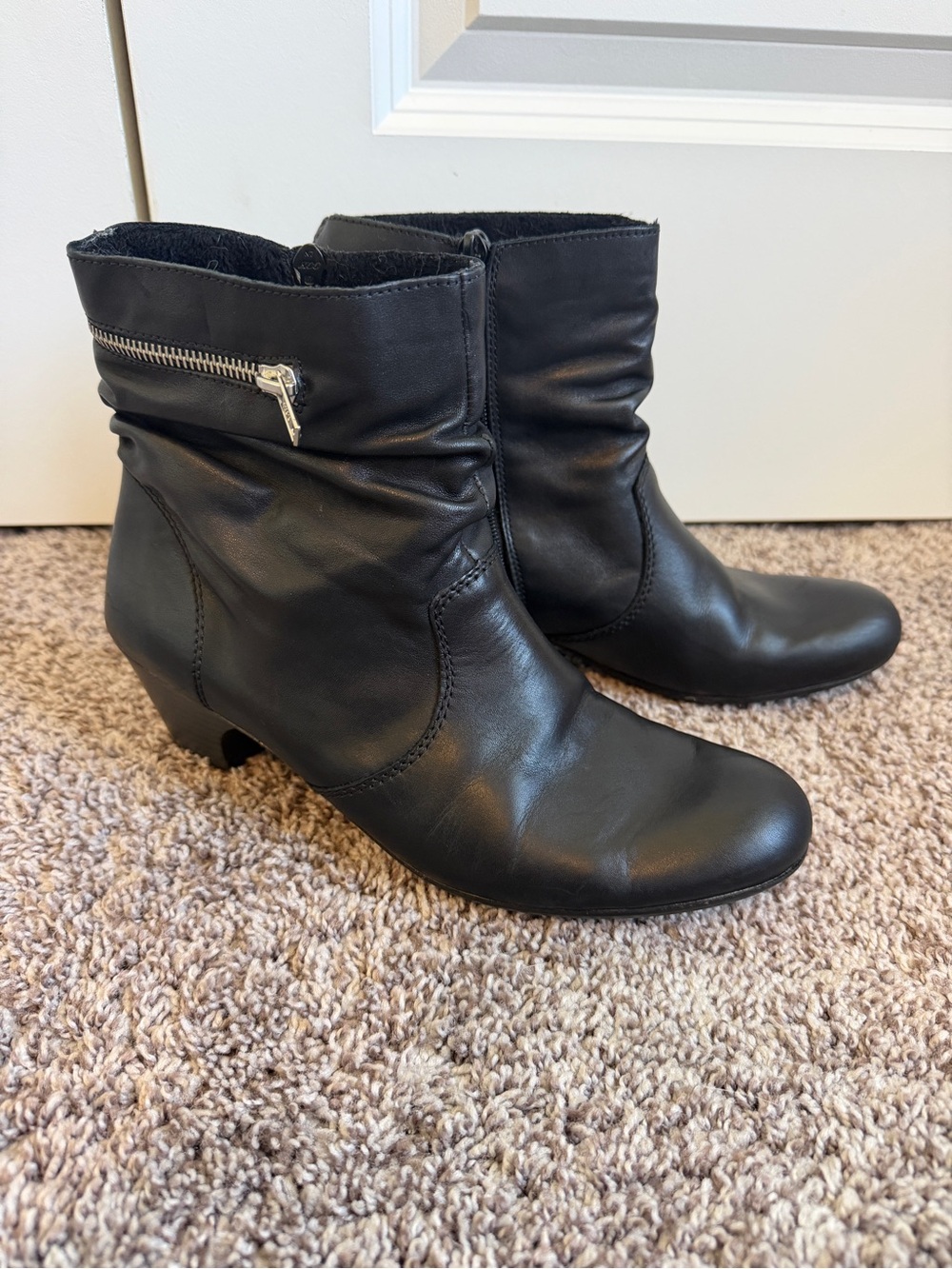 Rieker Black Leather Ankle Boots
